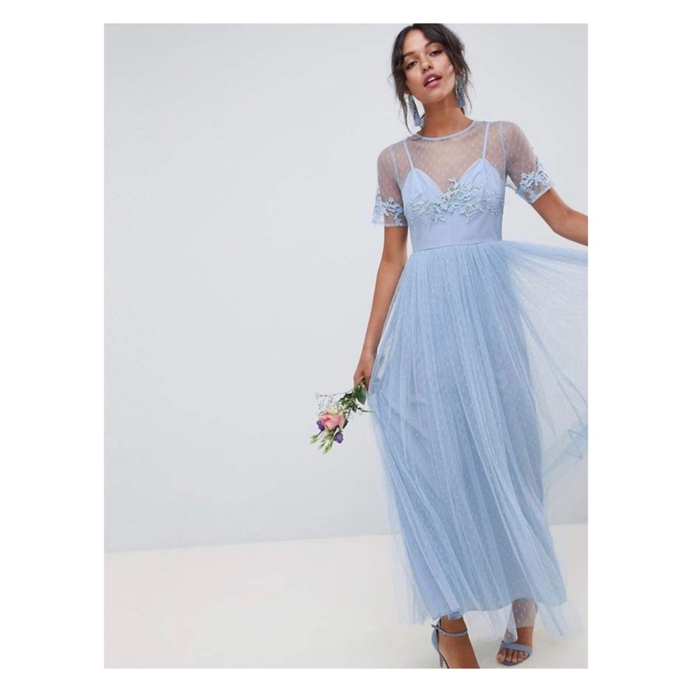 Asos tulle dress with lace detail